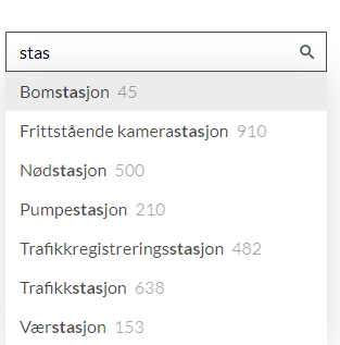 Autofullfør i webløsningen datakatalogen.vegdata.no